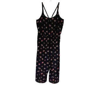 Love and Legend Jumpsuit Size 16 Wide Leg Flare Floral Dot Keyhole Cut Out Black